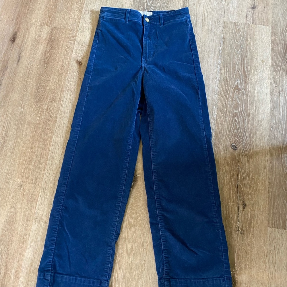 Everlane Corduroy Wide Leg Pants Size 2 Blue High Rise 28x28